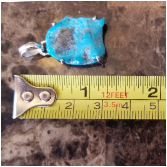 Rough Sleeping Beauty Turquoise Pendant 1.25" - Picture 7 of 7